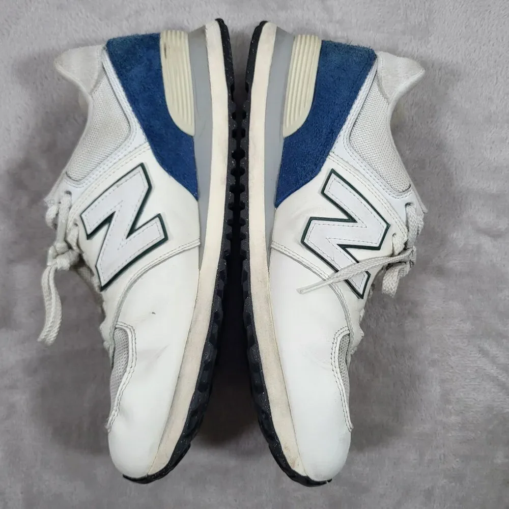 New Balance 574 Mens 11.5 D White Royal Blue Grey Sneakers Classic Lifestyle